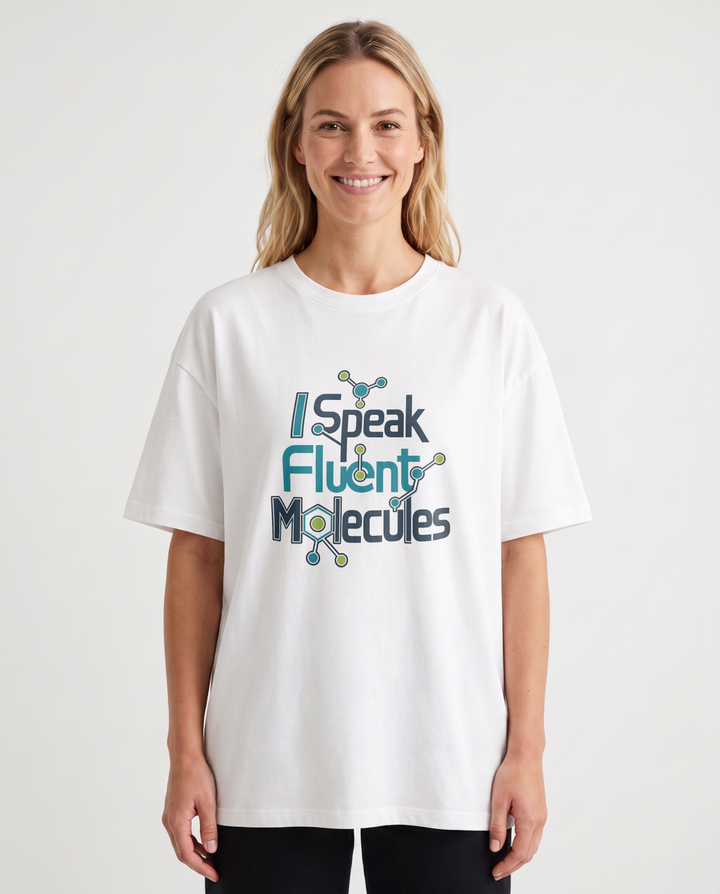 I Speak Fluent Molecules White T-Shirt mockup 1