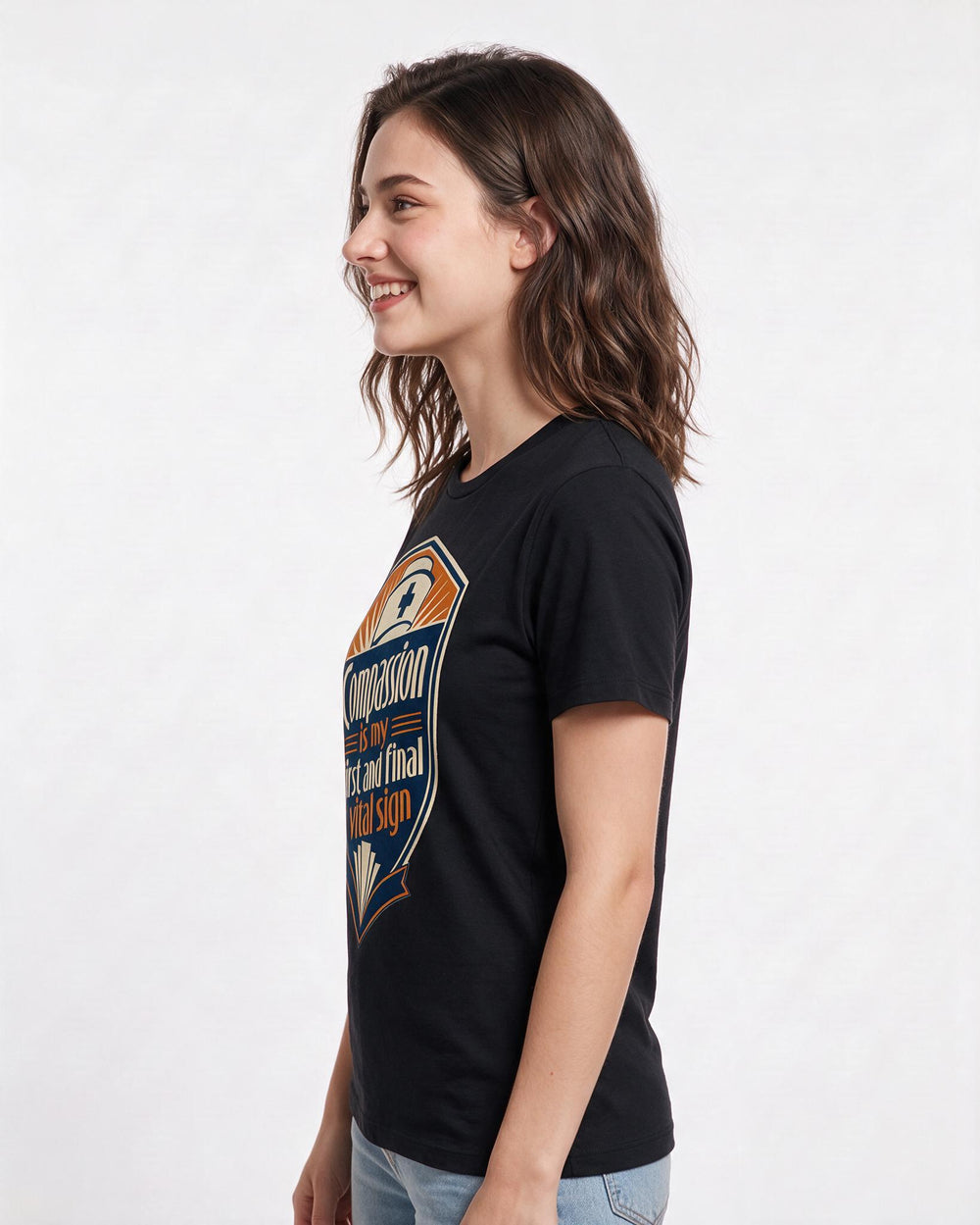 Nurse Gift Women's Black T-Shirt - Compassion is my first and final product image 2