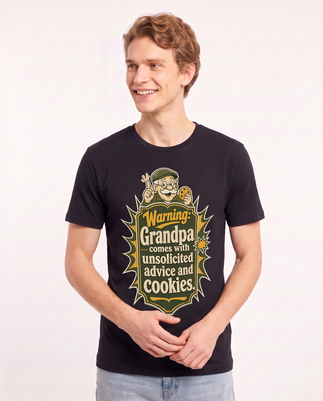 Graphic Men's Black T-Shirt - Warning: Grandpa comes with unsolicited product image 3