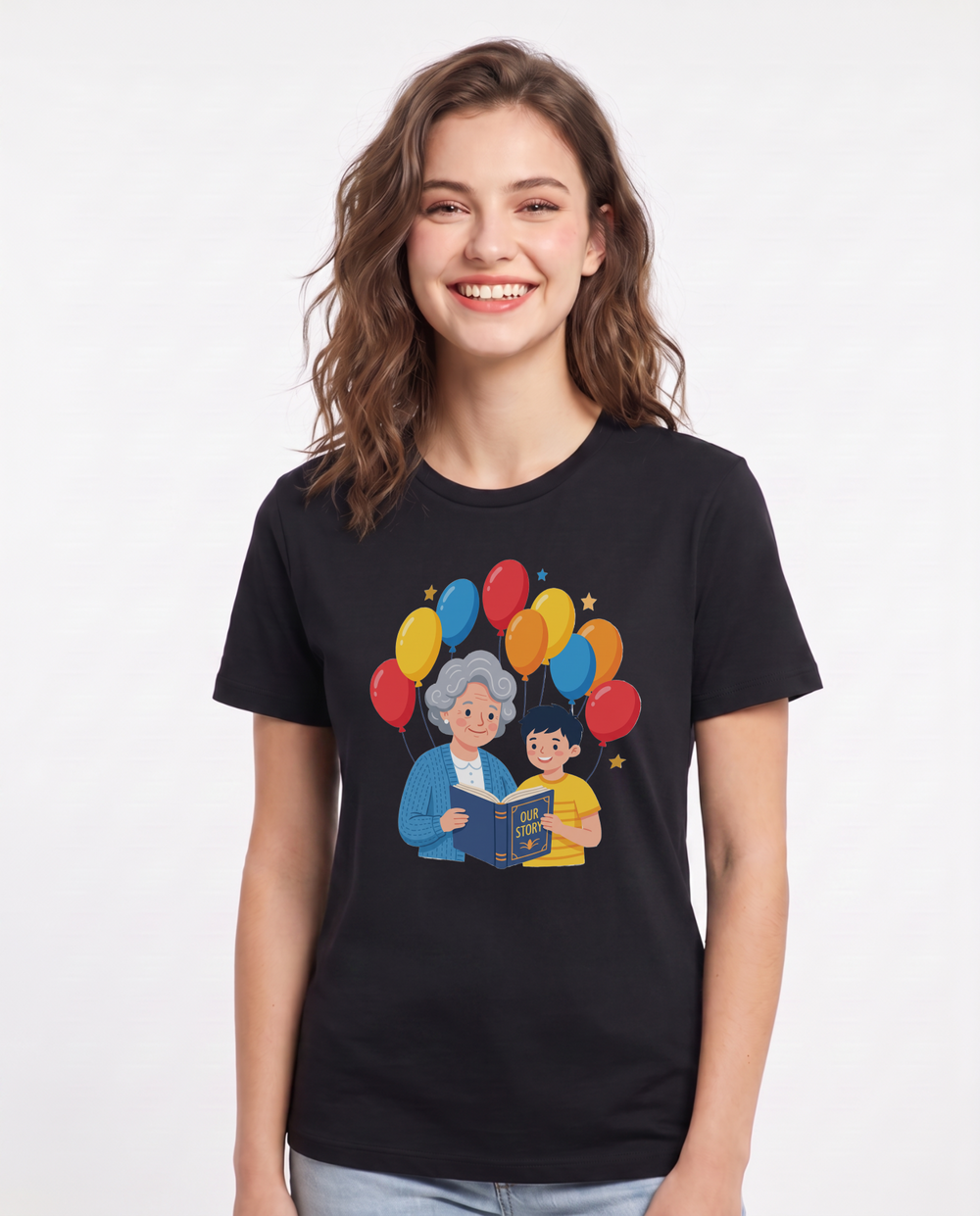 Grandma Celebrates: First Chapter with Grandson Women's Black T-Shirt product image 2