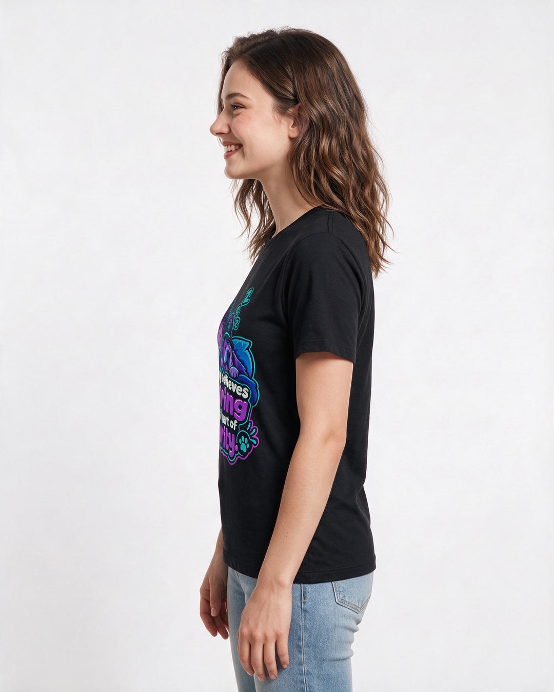 Cat Lover Black T-Shirt for Women – Everyday Expression Graphic Tee product image 2