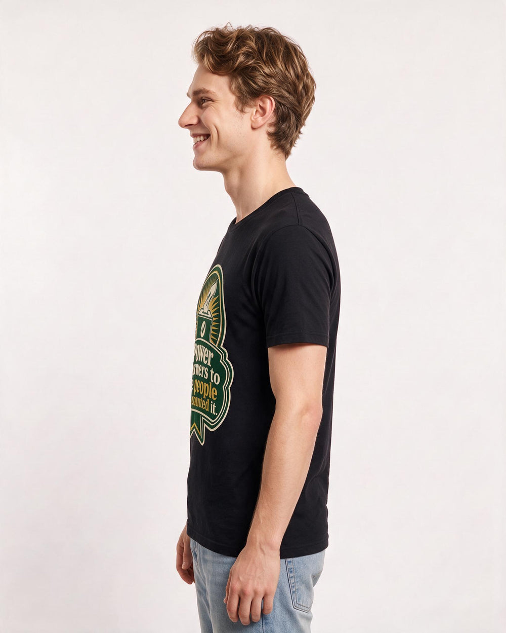 Graphic Men's Black T-Shirt - Power answers to the people who counted product image 2