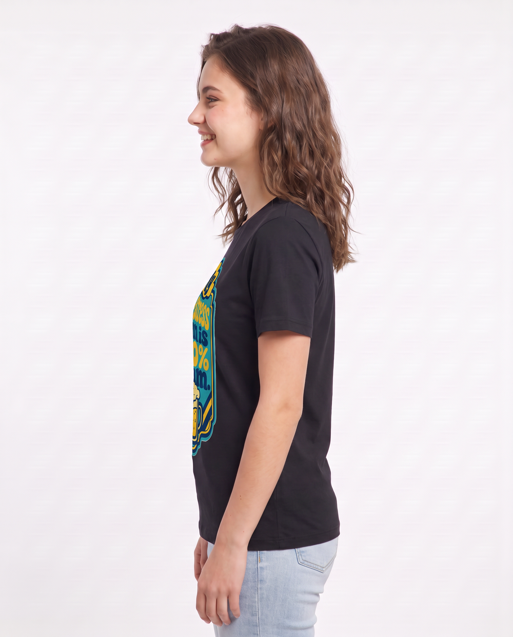 Funny Beer Women's Black T-Shirt - My de-stress plan is 90% foam. product image 2