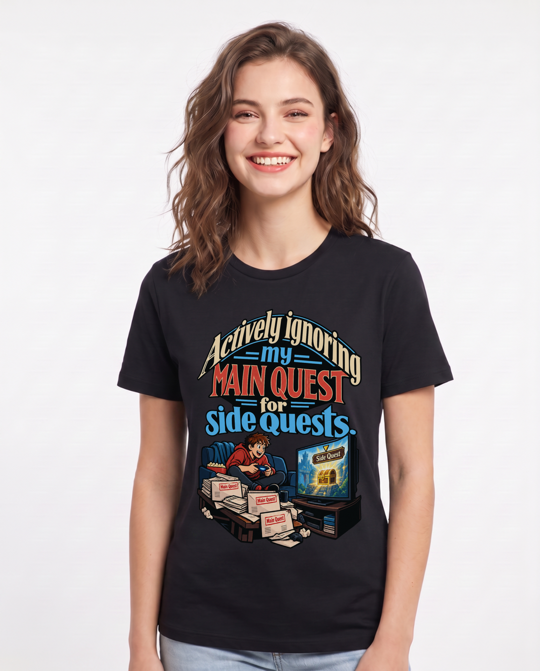Gaming Black T-Shirt for Women – Game Night Graphic Tee product image 3