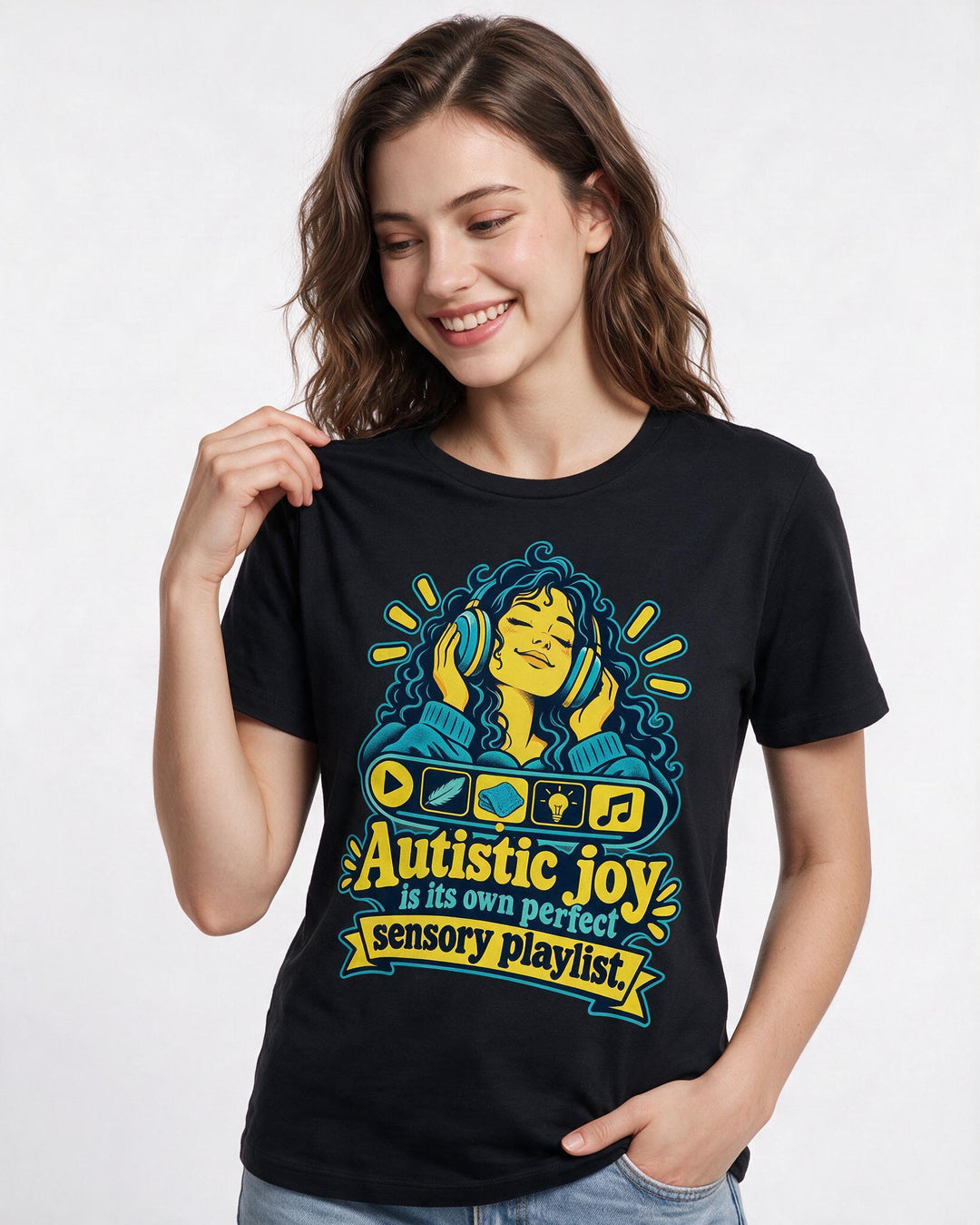 Neurodiversity Black T-Shirt for Women – Everyday Expression Graphic Tee product image 1