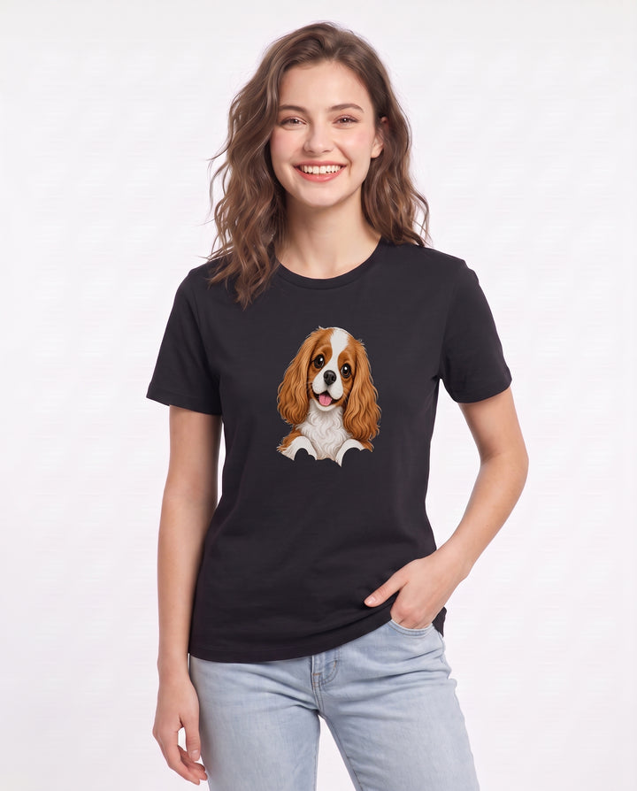 Cavalier Mom: My Little Love Bug Women's Black T-Shirt product image 1