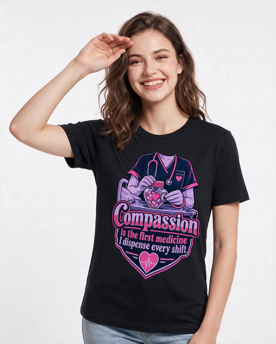 Nurse Black T-Shirt for Women – Nursing Life Graphic Tee product image 1