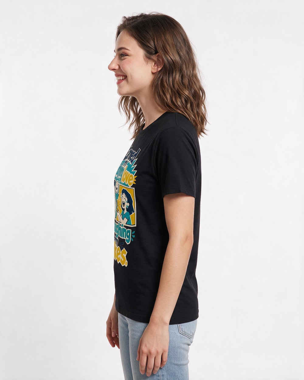 Couples Black T-Shirt for Women – Everyday Expression Graphic Tee product image 2
