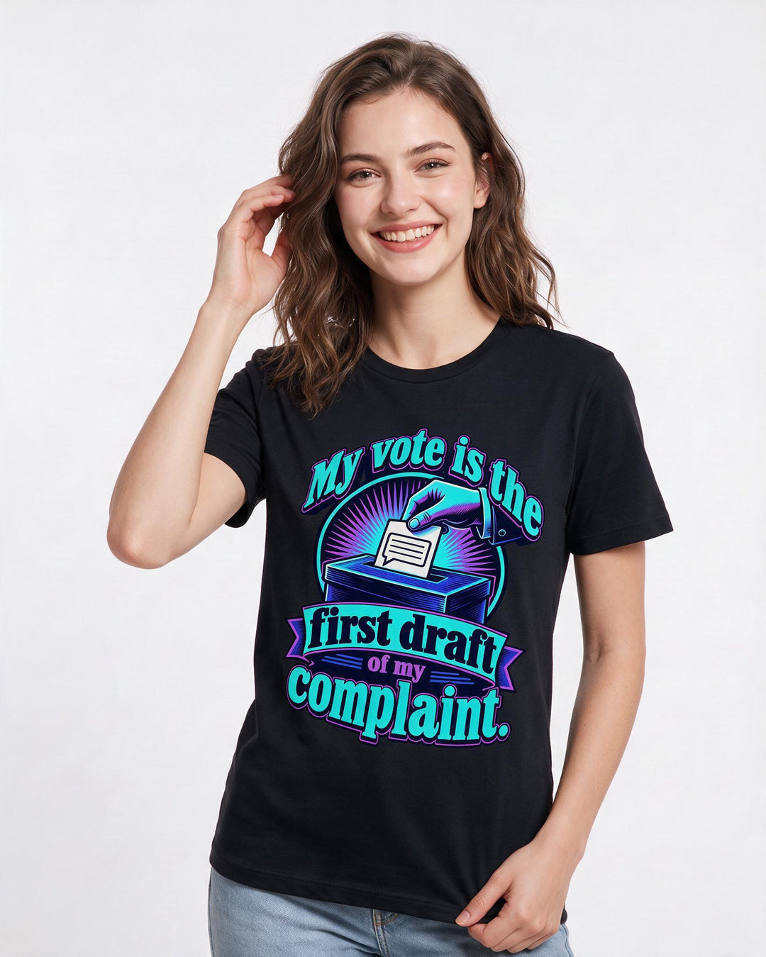 Political Statement Black T-Shirt for Women – Everyday Expression Graphic Tee product image 1