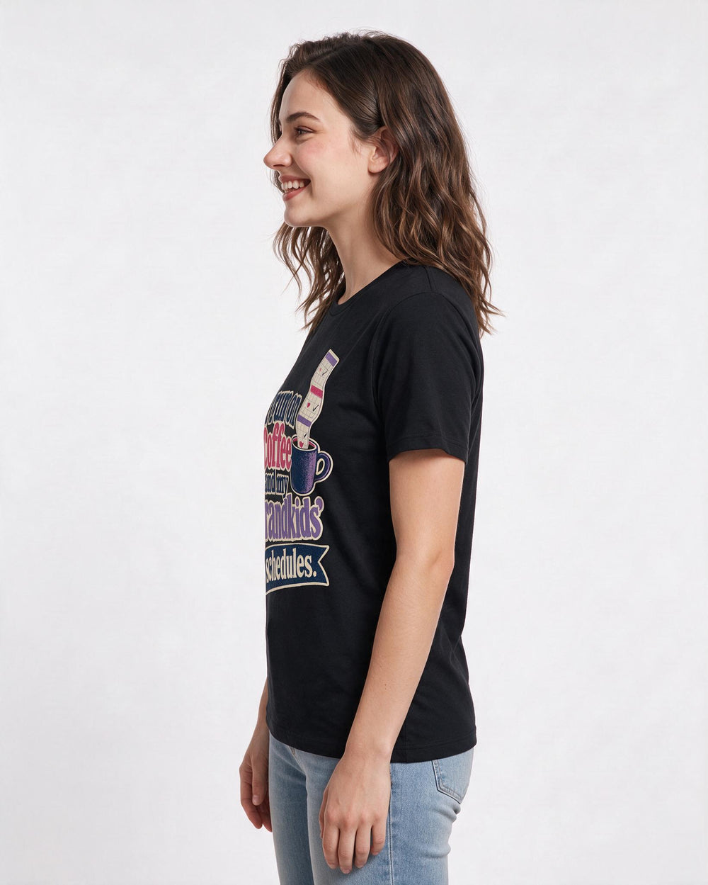 Grandparent Women's Black T-Shirt – I run on coffee and my grandkids' schedules. product image 2