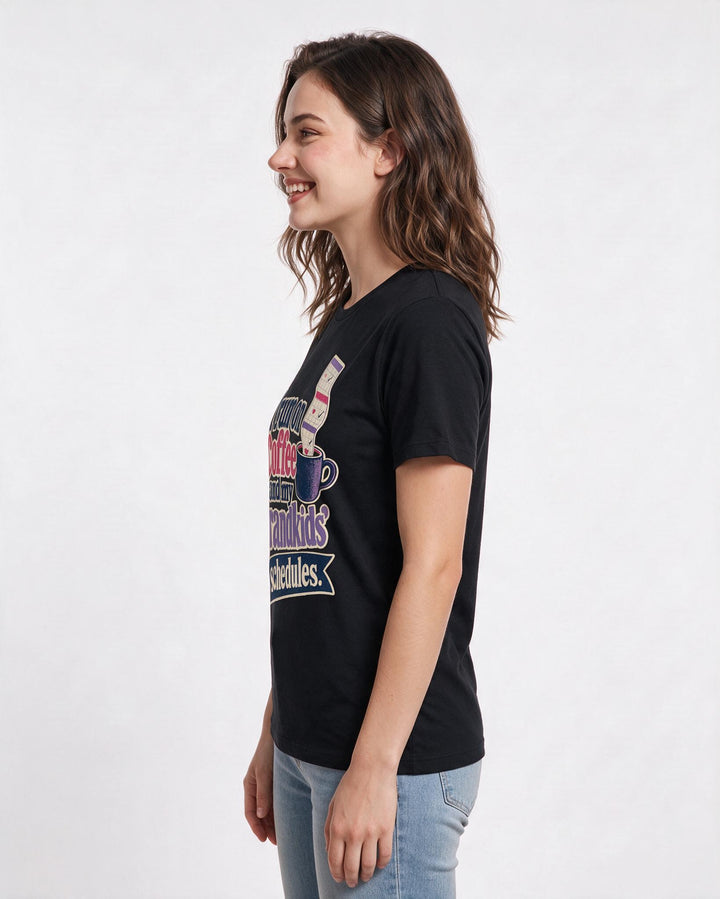 Grandparent Women's Black T-Shirt – I run on coffee and my grandkids' schedules. product image 2