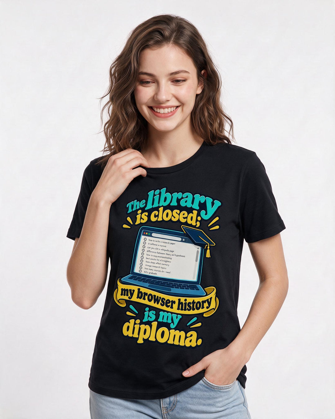 Graduation Black T-Shirt for Women – Everyday Expression Graphic Tee product image 1