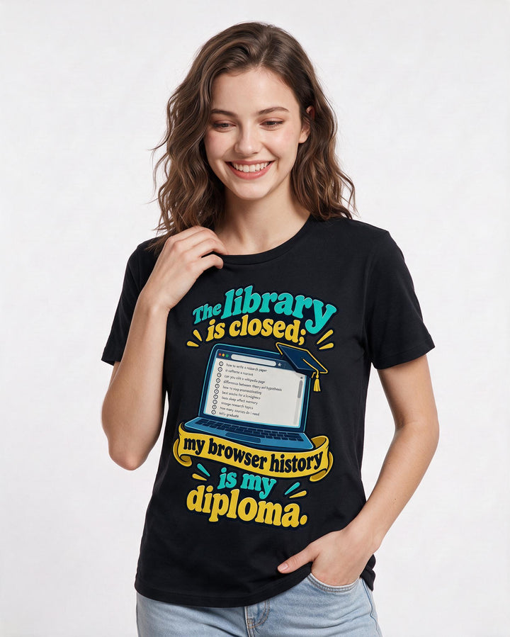 Graduation Black T-Shirt for Women – Everyday Expression Graphic Tee product image 1