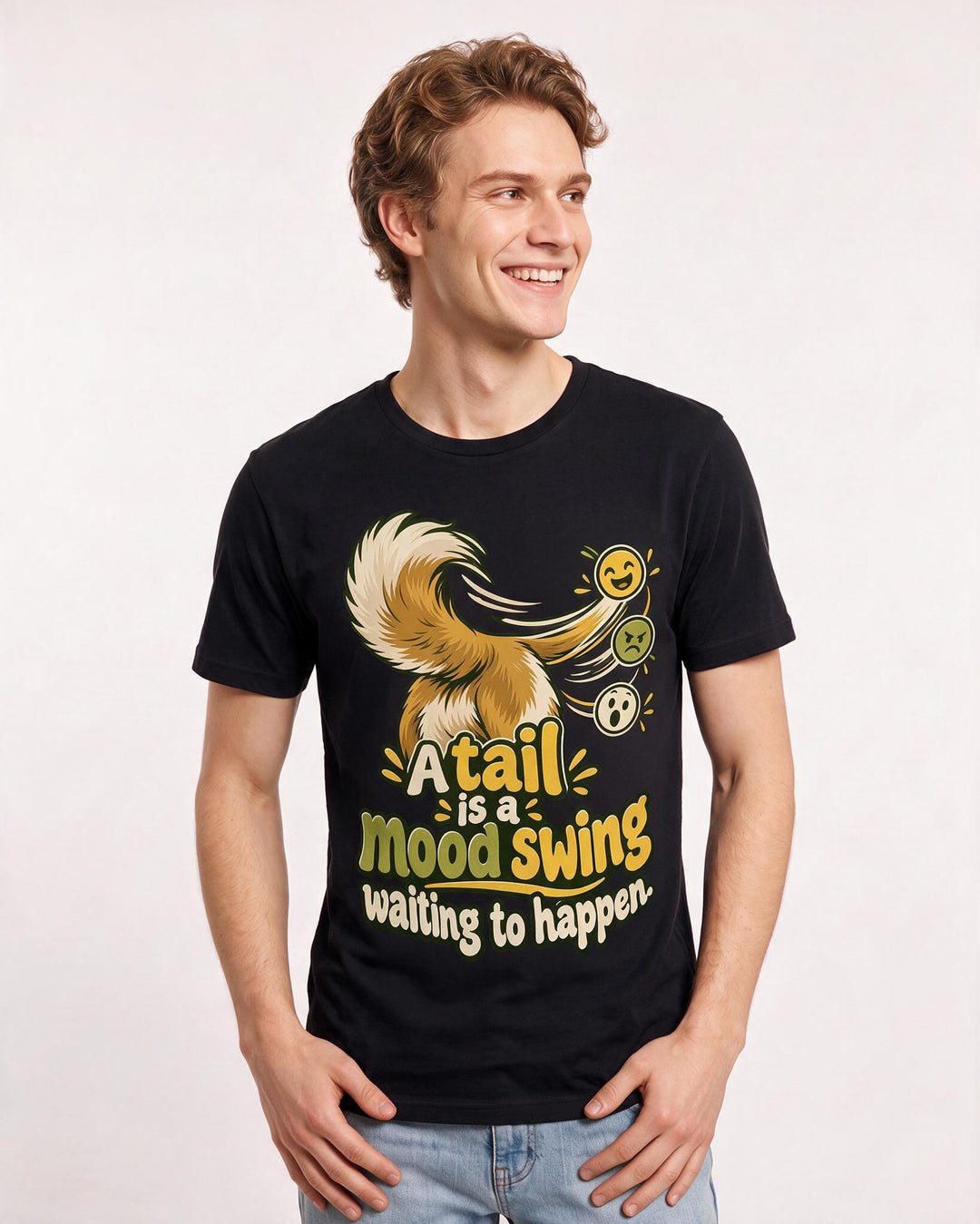 Cat Lover Black T-Shirt for Men – Everyday Expression Graphic Tee product image 1