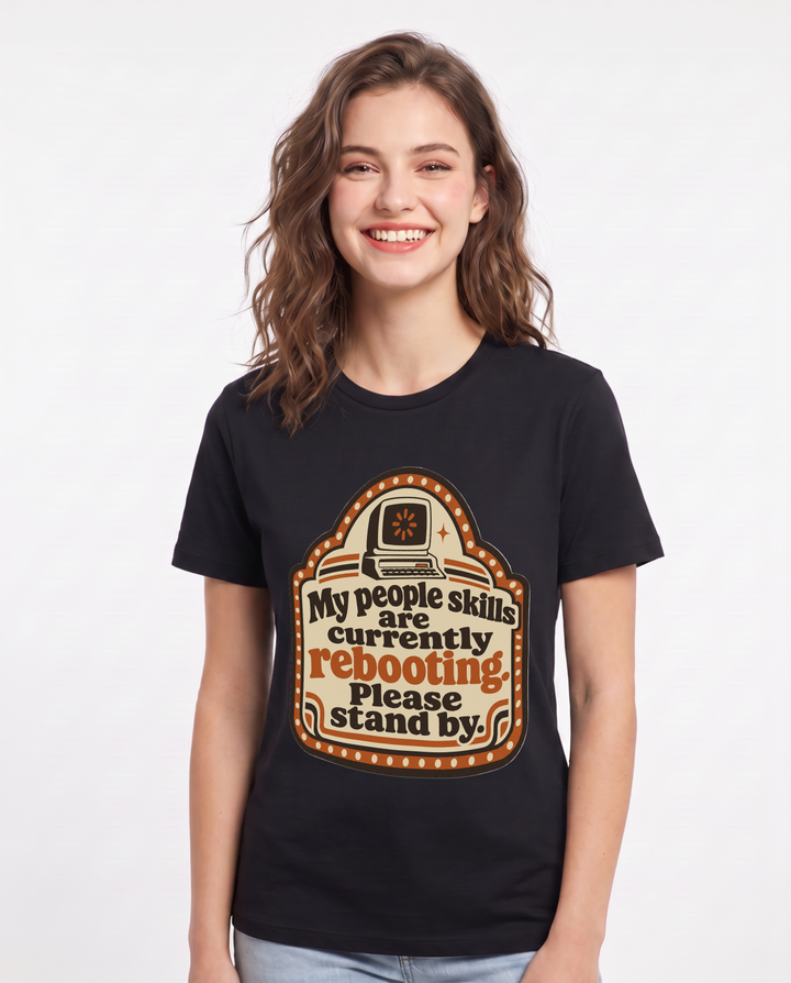Graphic Women's Black T-Shirt - My people skills are currently product image 1