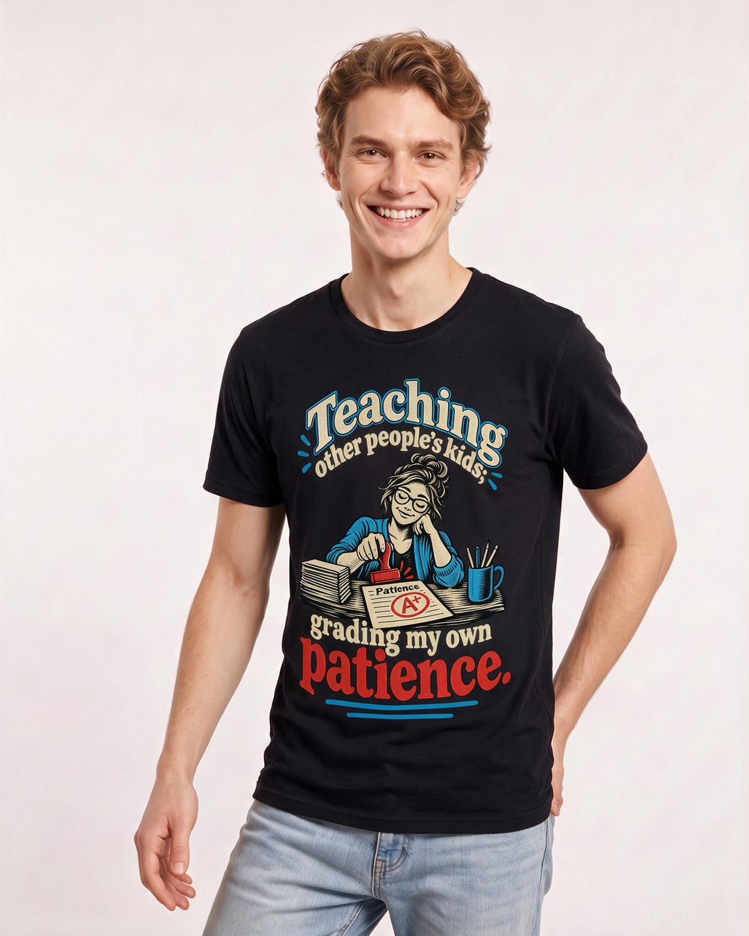 Teacher Black T-Shirt for Men – Everyday Expression Graphic Tee product image 1