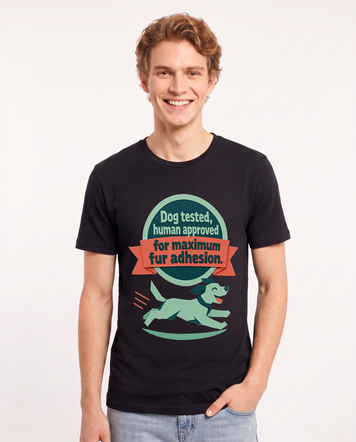 Graphic Men's Black T-Shirt - Dog tested, human approved for maximum product image 1