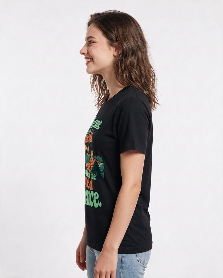 Couples Black T-Shirt for Women – Everyday Expression Graphic Tee product image 2