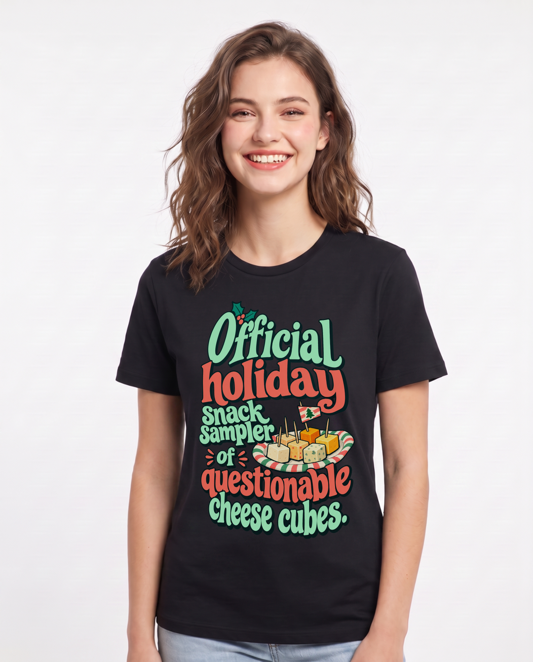 Christmas Black T-Shirt for Women – Holiday Theme Graphic Tee product image 3