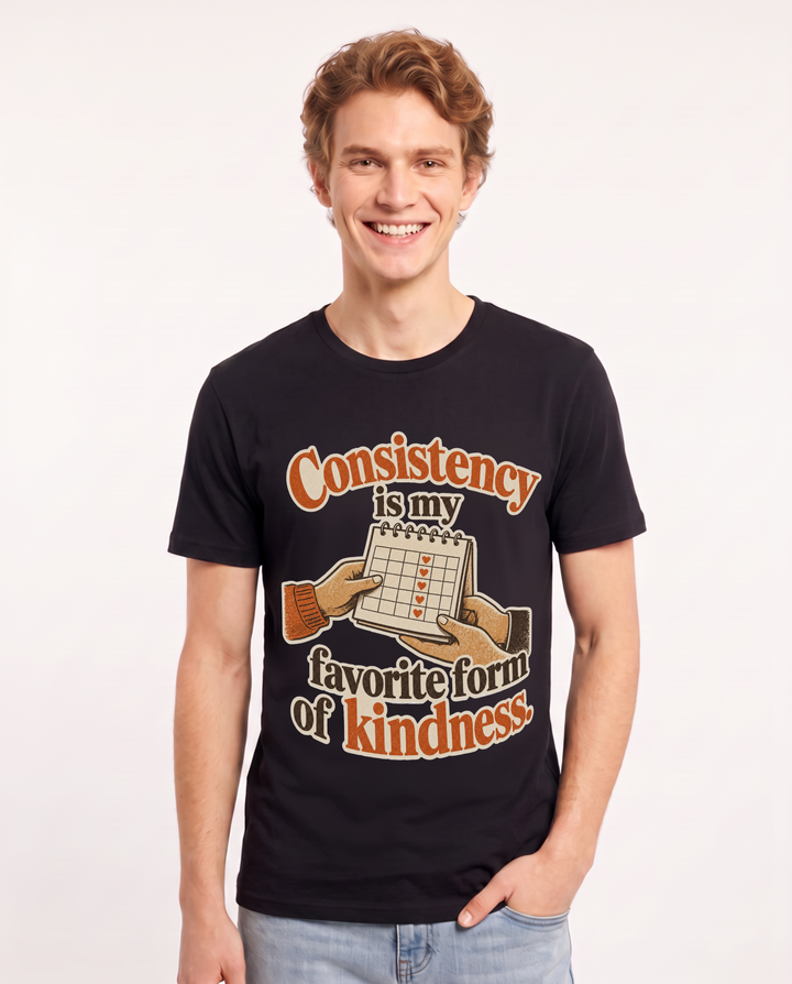 Neurodiversity Men's Black T-Shirt – Consistency is my favorite form of kindness. product image 1