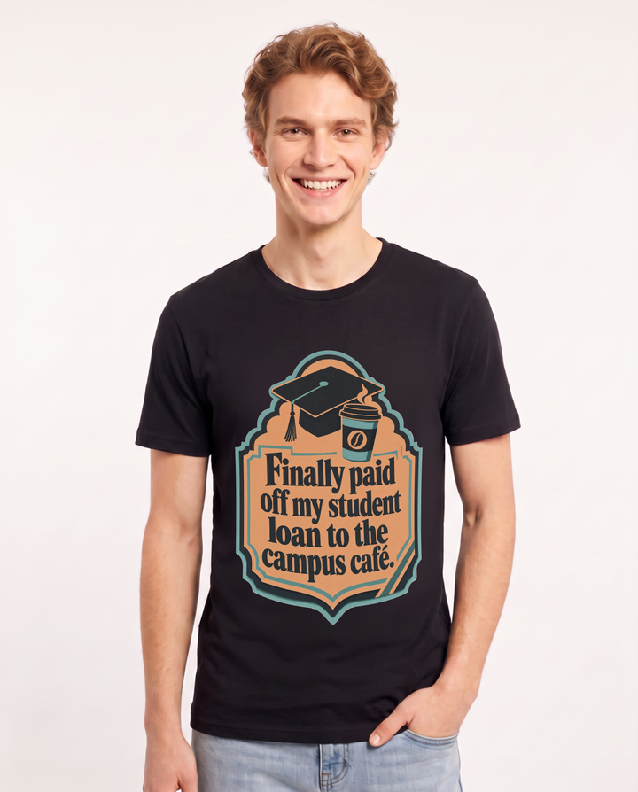 Graduation Gift Men's Black T-Shirt - Finally paid off my student loan product image 1