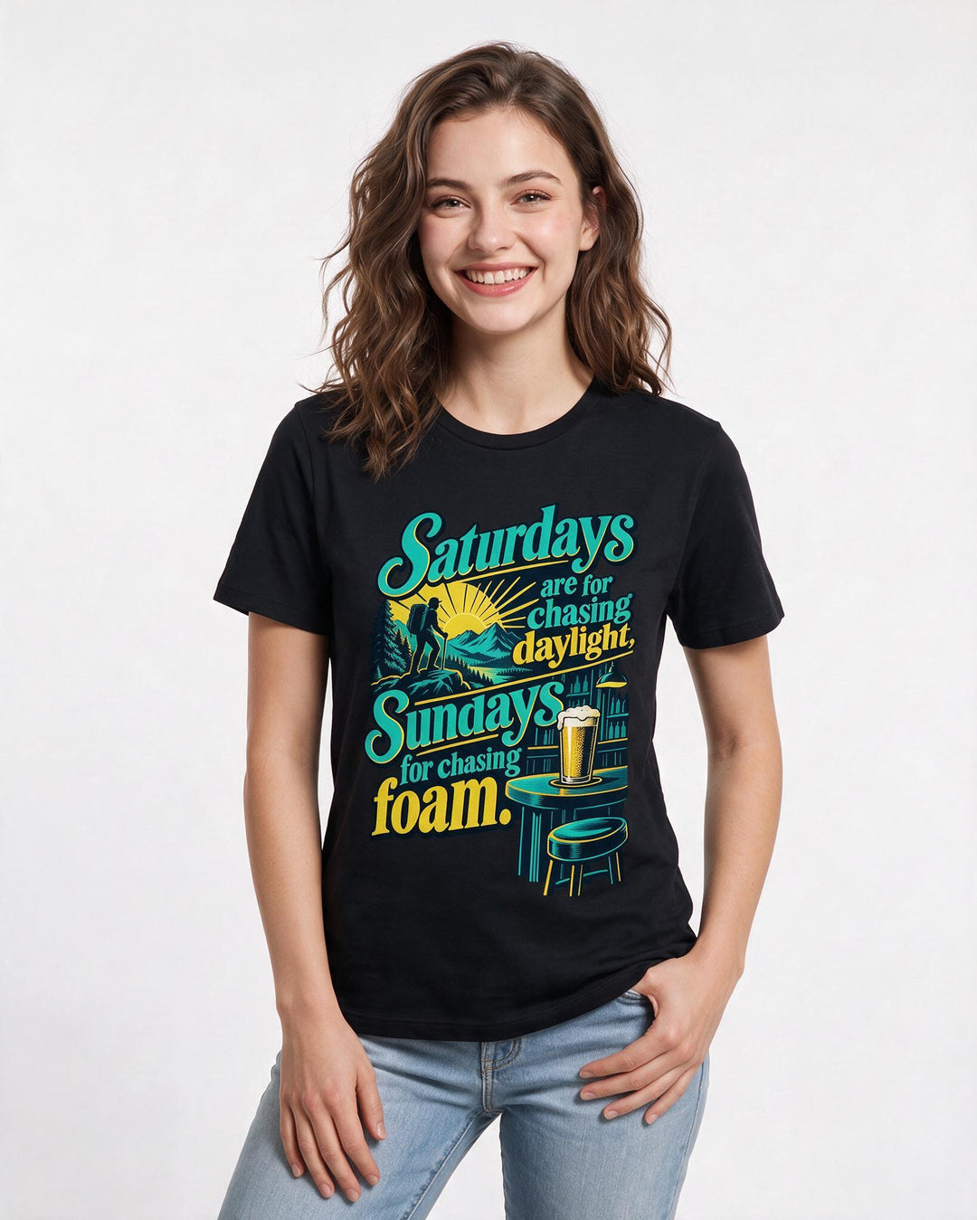 Beer Black T-Shirt for Women – Everyday Expression Graphic Tee product image 1