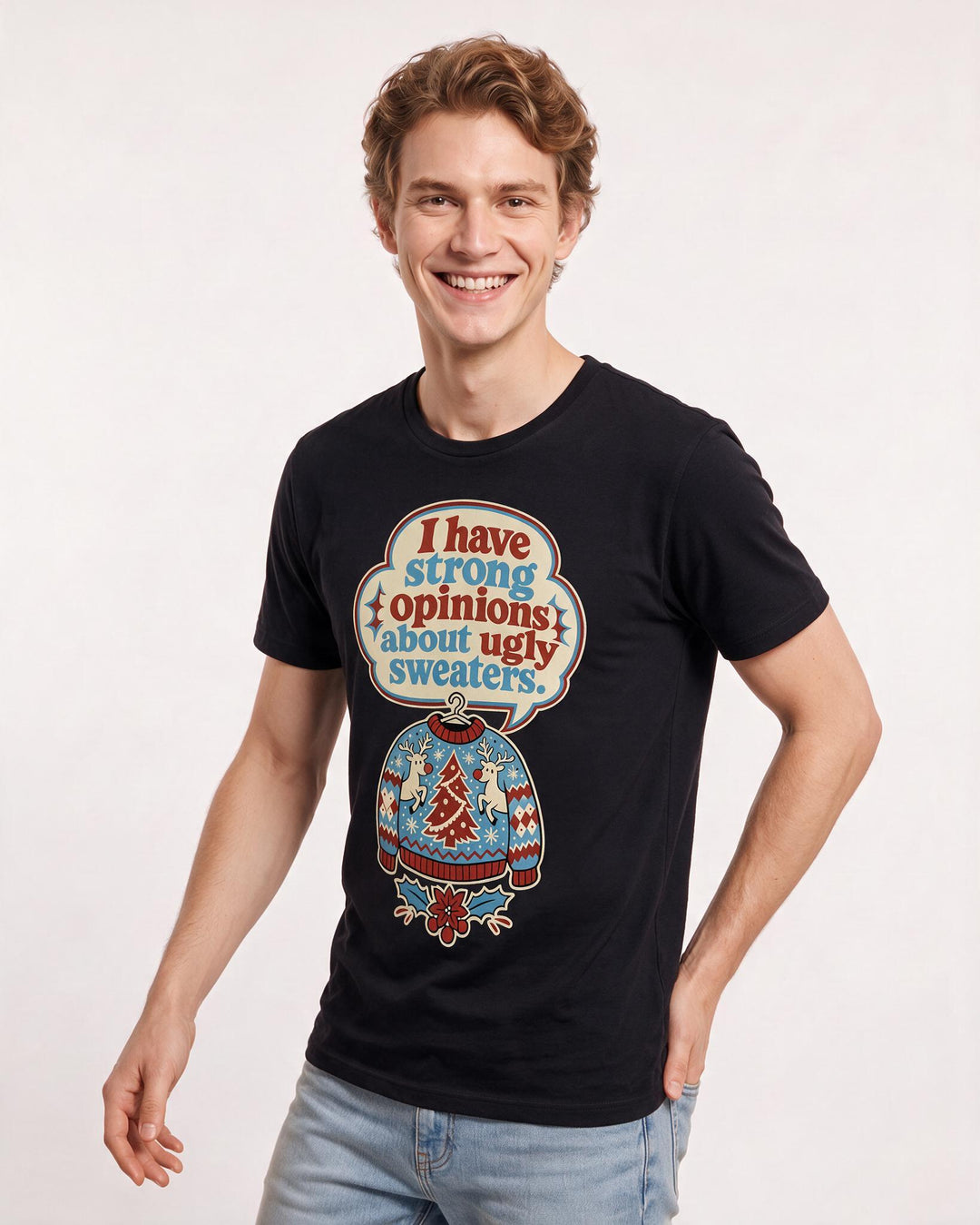 Christmas Men's Black T-Shirt - I have strong opinions about ugly product image 3
