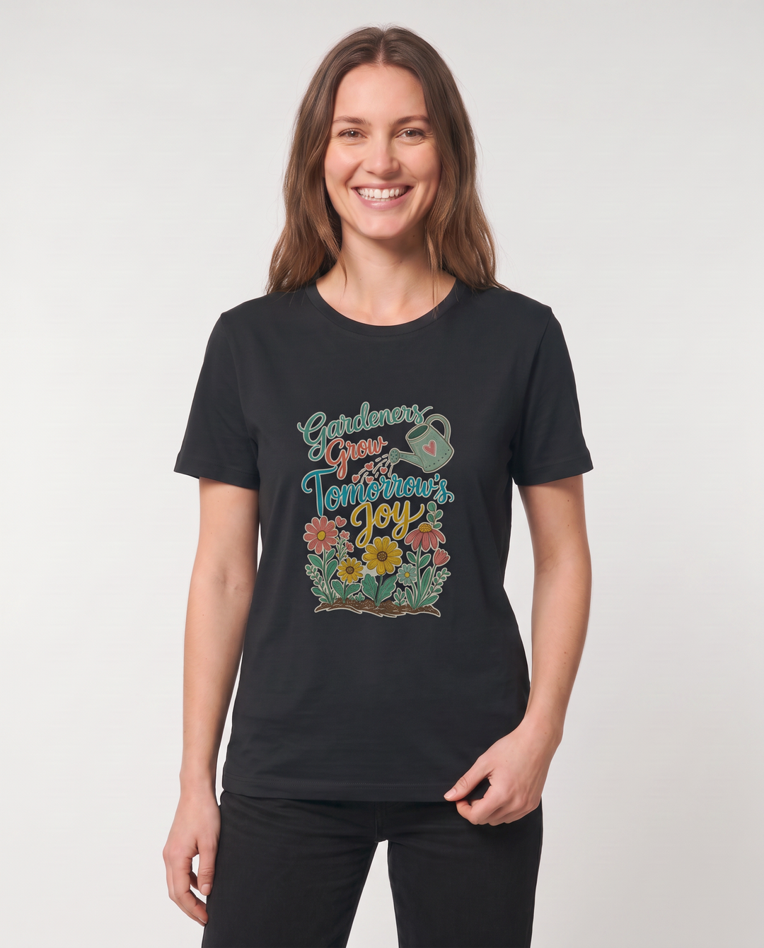 Gardeners Grow Tomorrow’s Joy Black T-Shirt mockup 3