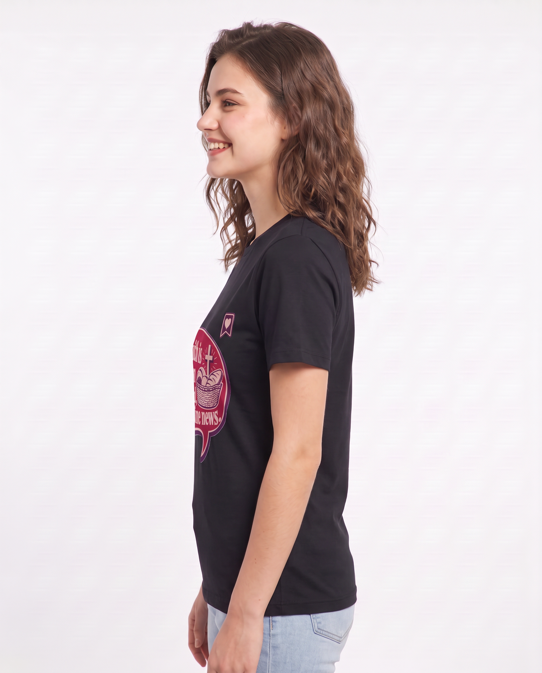 Graphic Women's Black T-Shirt - My faith is built on daily bread, not product image 2