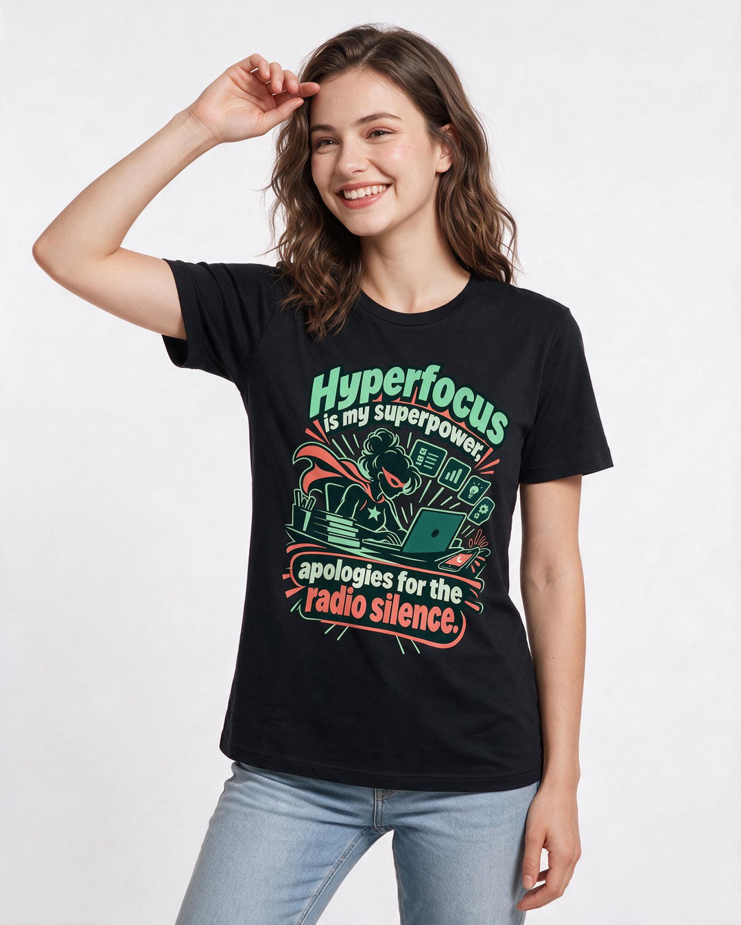Neurodiversity Black T-Shirt for Women – Everyday Expression Graphic Tee product image 1