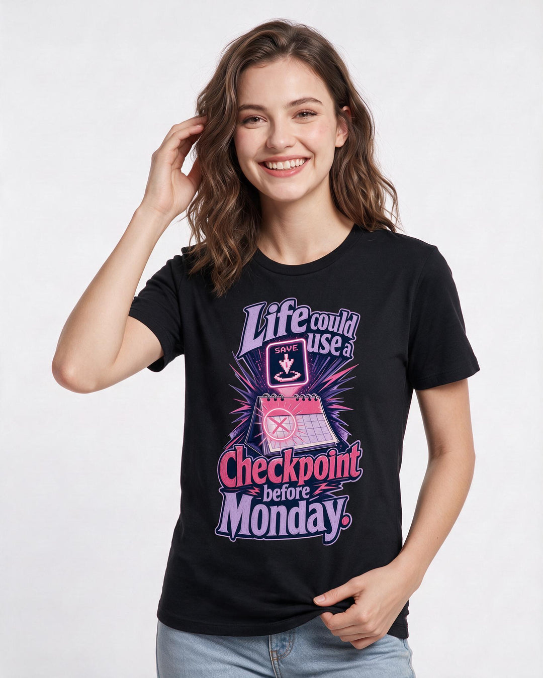 Gaming Black T-Shirt for Women – Game Night Graphic Tee product image 1