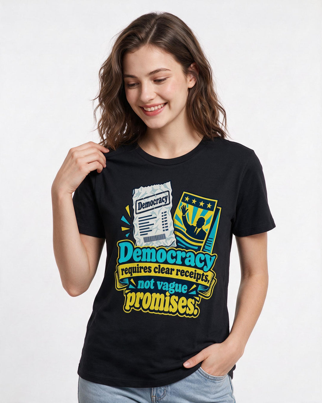 Political Statement Black T-Shirt for Women – Everyday Expression Graphic Tee product image 1