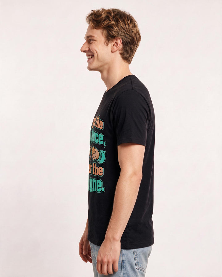 Couples Black T-Shirt for Men – Everyday Expression Graphic Tee product image 2