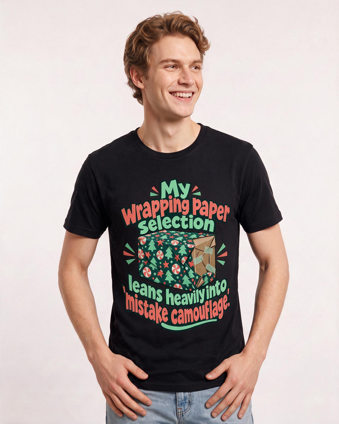 Christmas Black T-Shirt for Men – Holiday Theme Graphic Tee product image 1