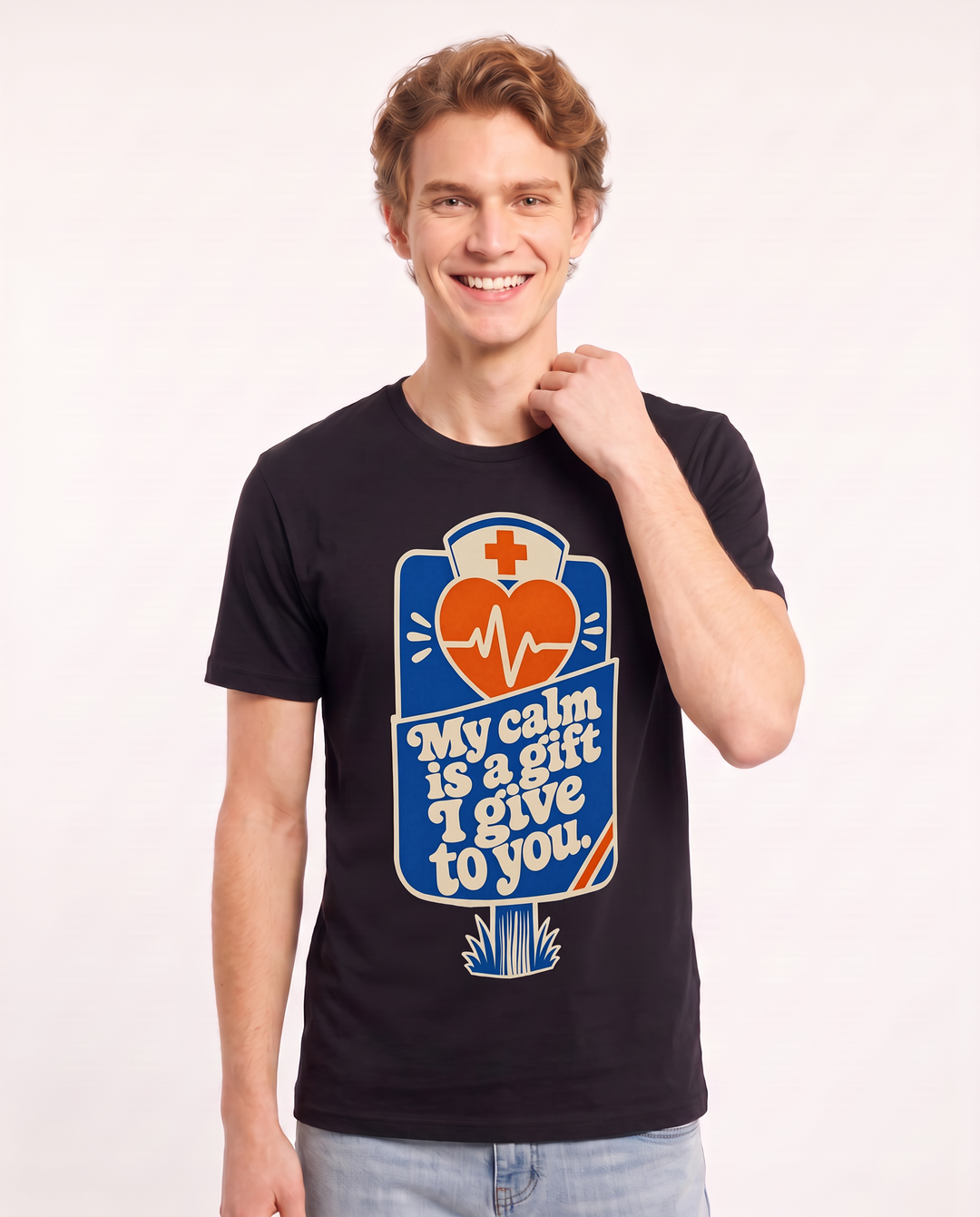 Nurse Gift Men's Black T-Shirt - My calm is a gift I give to you. product image 3