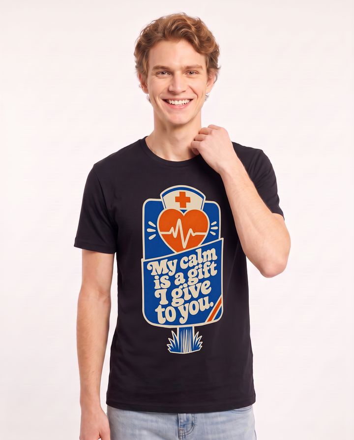 Nurse Gift Men's Black T-Shirt - My calm is a gift I give to you. product image 3