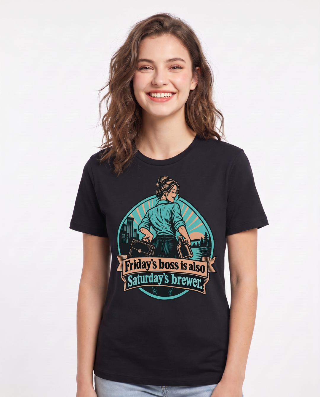 Beer Black T-Shirt for Women – Everyday Expression Graphic Tee product image 3