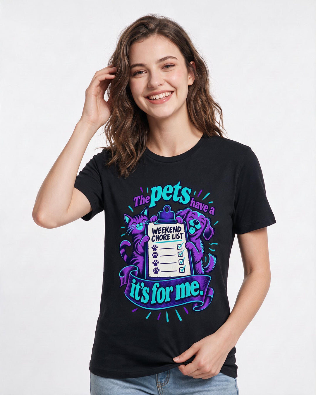 Cat Lover Black T-Shirt for Women – Everyday Expression Graphic Tee product image 1