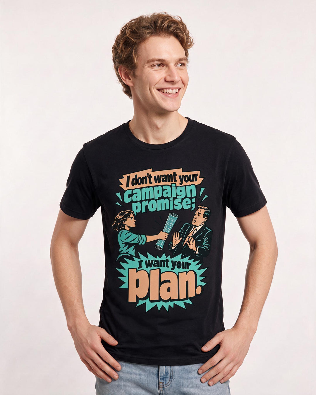 Political Statement Black T-Shirt for Men – Everyday Expression Graphic Tee product image 1