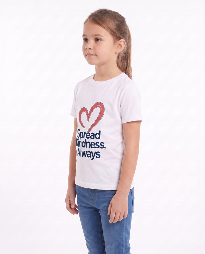 Spread Kindness, Always White T-Shirt mockup 2