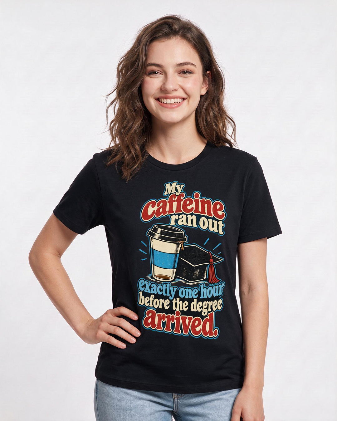 Graduation Black T-Shirt for Women – Everyday Expression Graphic Tee product image 1