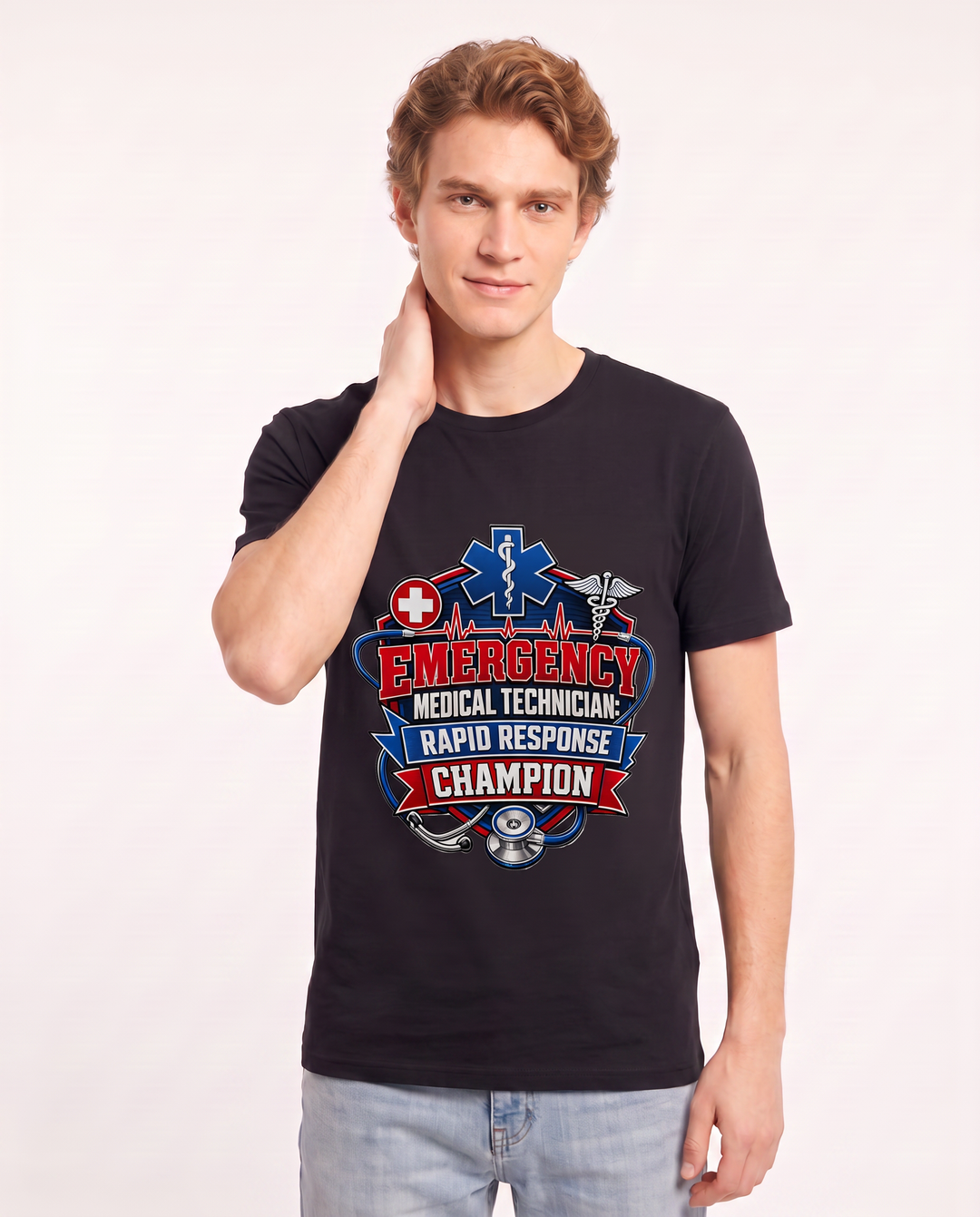 Emergency Medical Technician: Rapid Response Champion Men's Black T-Shirt product image 1