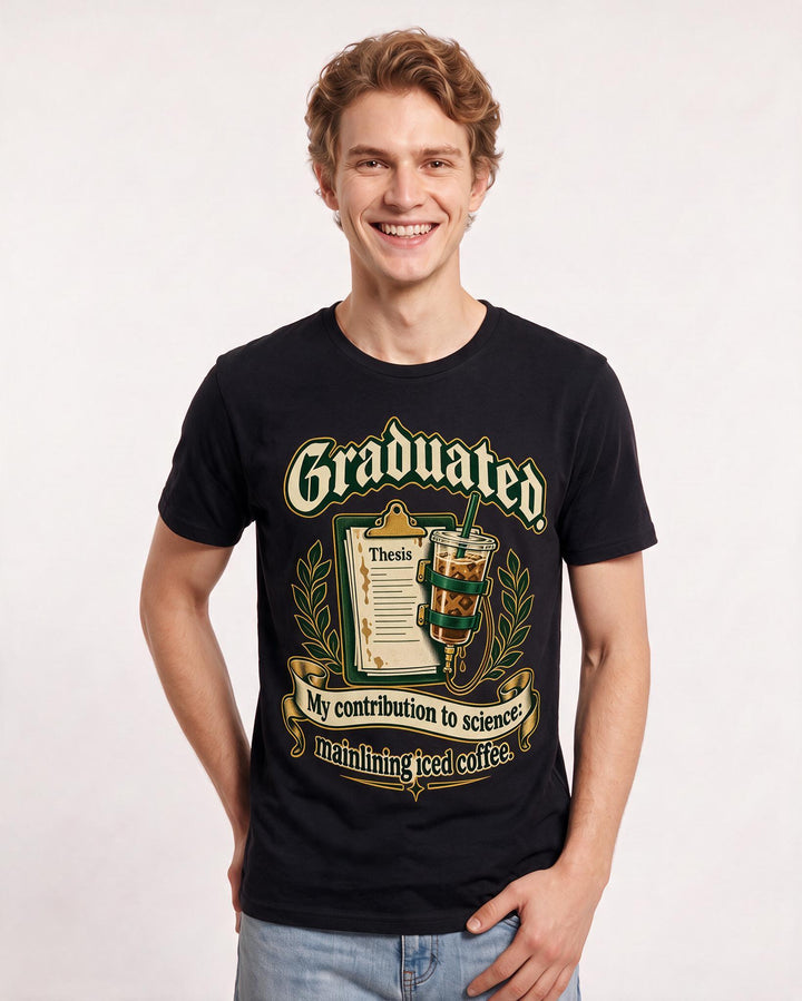Graduation Black T-Shirt for Men – Everyday Expression Graphic Tee product image 1