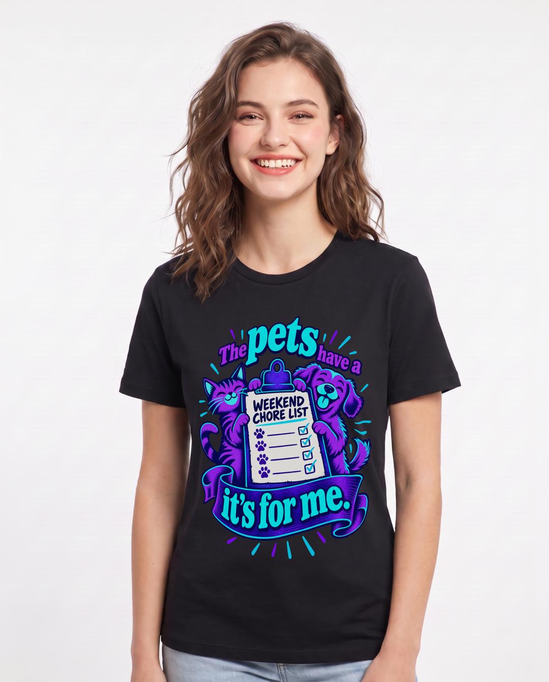 Cat Lover Black T-Shirt for Women – Everyday Expression Graphic Tee product image 3