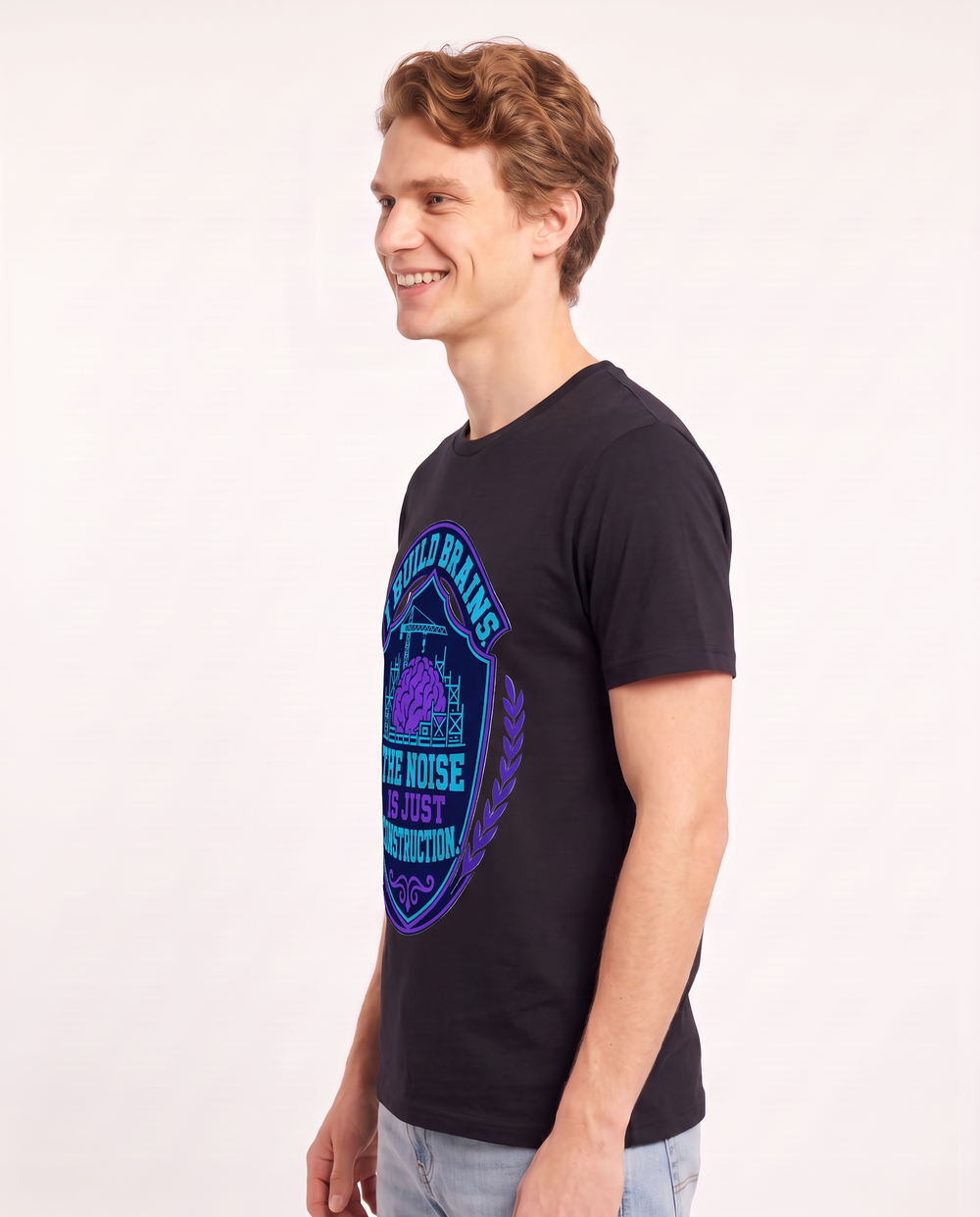 Teacher Gift Men's Black T-Shirt - I build brains. The noise is just product image 2