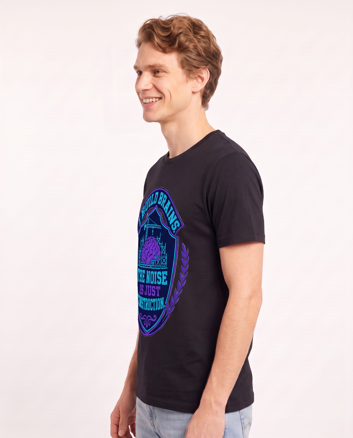 Teacher Gift Men's Black T-Shirt - I build brains. The noise is just product image 2