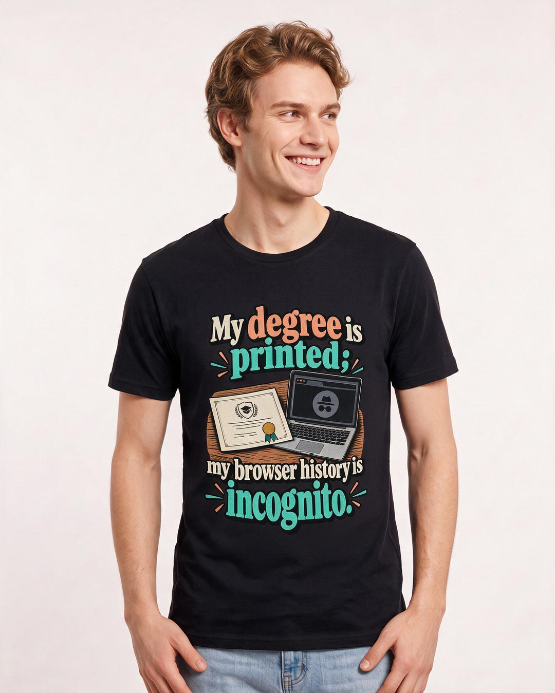 Graduation Black T-Shirt for Men – Everyday Expression Graphic Tee product image 1