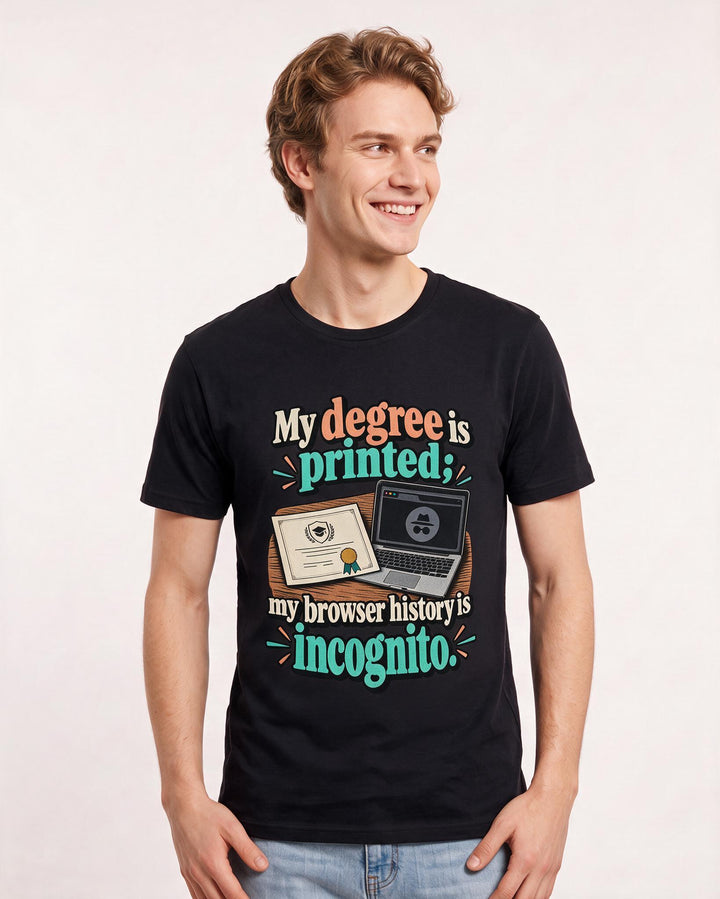 Graduation Black T-Shirt for Men – Everyday Expression Graphic Tee product image 1