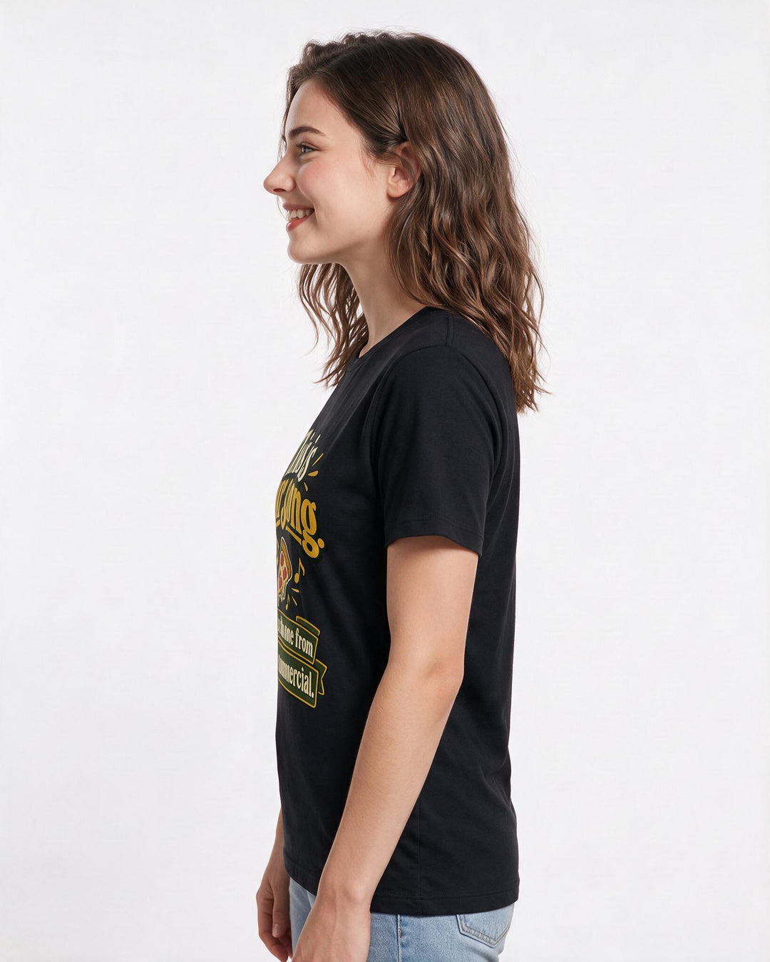 Couples Black T-Shirt for Women – Everyday Expression Graphic Tee product image 2