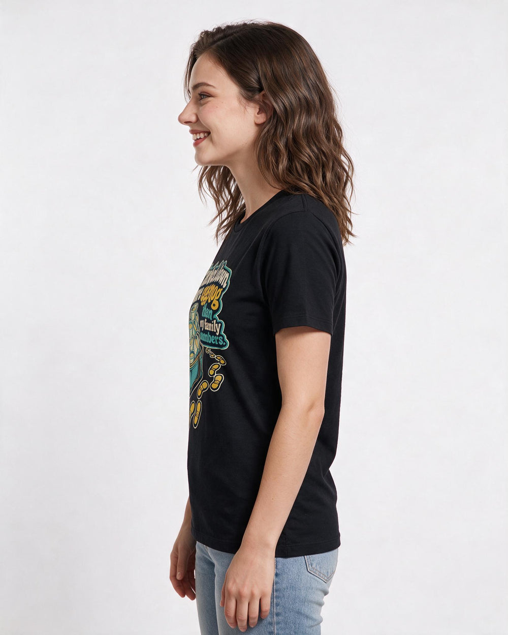 Funny Christmas Women's Black T-Shirt – Tracked down more eggnog than my family members. product image 2